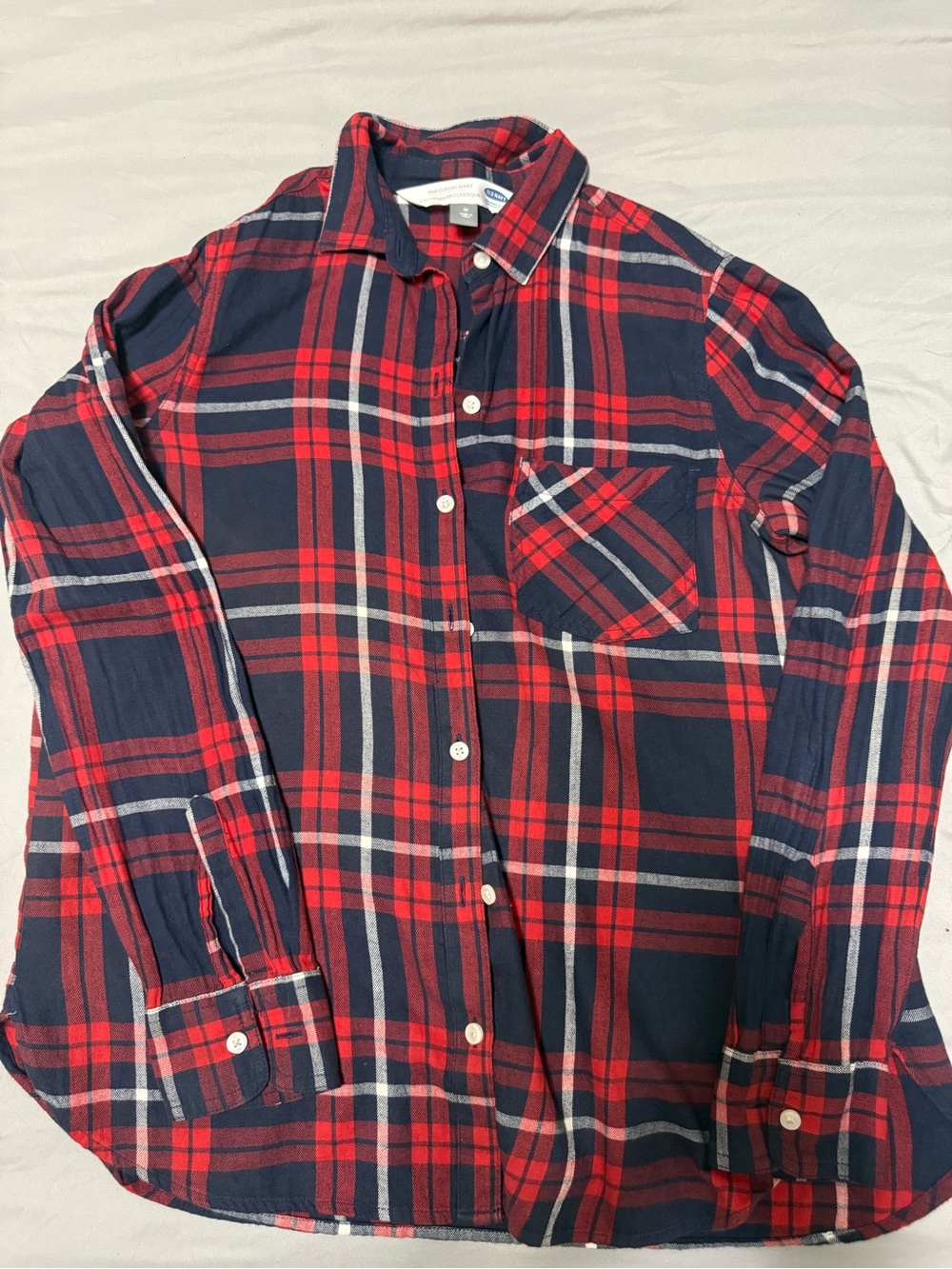 Old Navy Red & Navy Plaid Button-Down Shirt